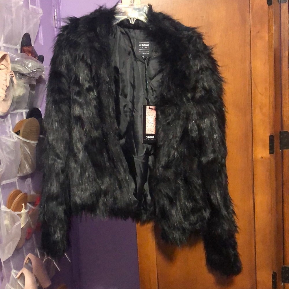 NEW black Faux Fur jacket.